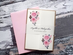 Zaproszenia ślubne z kalką Pudrowe róże