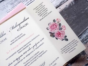 Zaproszenia ślubne z kalką Pudrowe róże