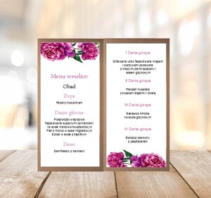 Menu weselne eko fuksjowa piwonia AW-ME06