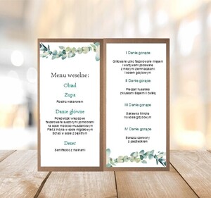 Menu weselne eukaliptus wianek boho AW-ME04