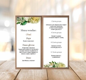 Menu weselne kremowe piwonie greenery AW-ME11