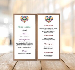 Menu weselne eko folkowe serce AW-ME03
