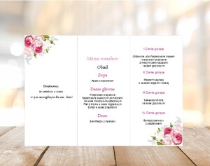 Menu weselne tulipany pudrowa piwonia AW-MW10