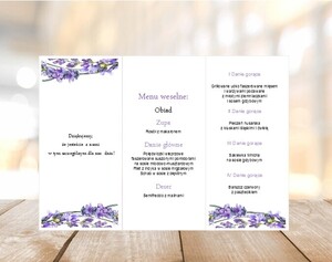 Menu weselne lawenda wianek rustykalne AW-MW02