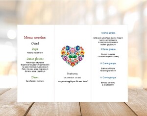 Menu weselne folkowe serce folk AW-MW13
