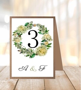 Numery stolików ekologiczne piwonia greenery AW-SE06