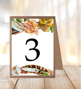 Numery stolików ekologiczne jesienny wianek pióra AW-SE11