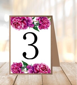 Numery stolików ekologiczne fuksja piwonie AW-SE12