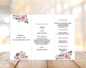 Menu weselne pudrowe róże vintage AW-MW15