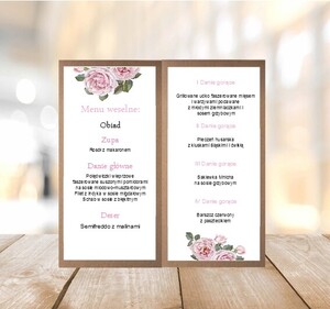 Menu weselne eko vintage pudrowe róże AW-ME15