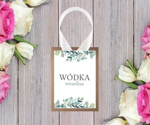 Zawieszki na wódkę weselną chabrowe kwiaty pawie pióra AW-ZE08