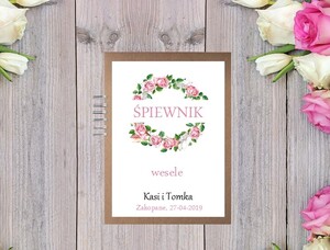 Śpiewnik weselny eko pudrowe róża białe pióra AW-SW02