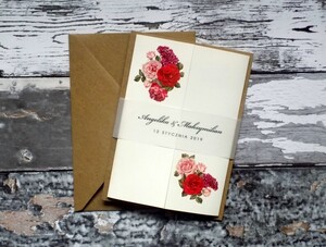 Zaproszenia ślubne z kalką Czerwona Róża i Bez