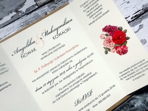Zaproszenia ślubne z kalką Czerwona Róża i Bez
