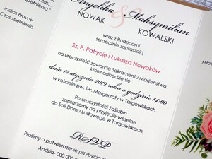 Zaproszenia ślubne z kalką Brzoskwiniowa Róża
