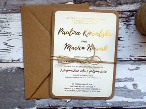 Zaproszenia ślubne Rustykalne Złote