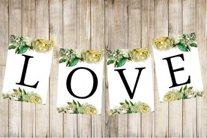 Baner weselny girlanda piwonia greenery AW-B10