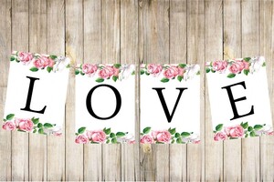Baner weselny girlanda róża pudrowa vintage pióra AW-B11