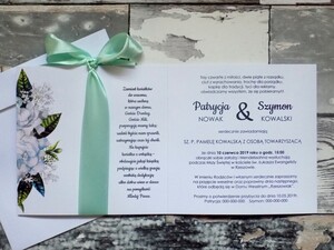 Zaproszenia ślubne srebrne sukulent i gipsówka AW-PU1