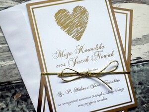 Zaproszenia ślubne eleganckie Złote Serce