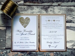 Zaproszenia ślubne eleganckie Złote Serce