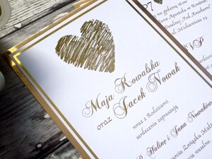 Zaproszenia ślubne eleganckie Złote Serce