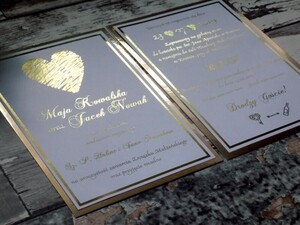 Zaproszenia ślubne eleganckie Złote Serce