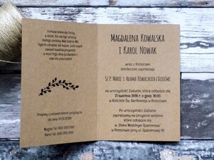 Zaproszenia ślubne ekologiczne retro wianek AW-ZE1