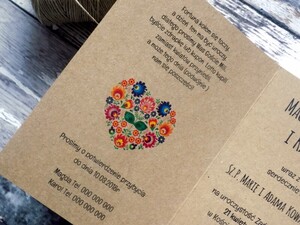 Zaproszenie ślubne ekologiczne Folkowe Serce