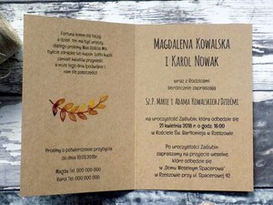 Zaproszenia ślubne ekologiczne Jesienny Wieniec