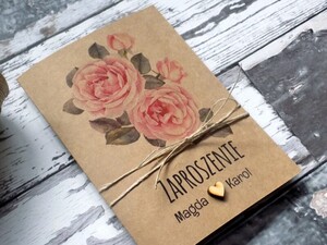 Zaproszenia ślubne ekologiczne Pudrowa Róża