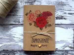 Zaproszenia ślubne ekologiczne Czerwona Róża i Bez