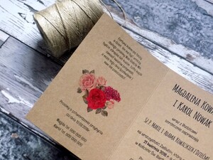 Zaproszenia ślubne ekologiczne Czerwona Róża i Bez