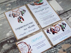 Zaproszenie rustykalne boho łapacz AW-ZSŁ