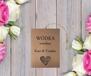 Zawieszki na alkohol weselny Serce Węglem Malowane