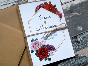 Zaproszenia ślubne geometryczne róża i bez  AW-ZG02