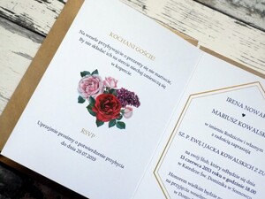 Zaproszenia ślubne geometryczne róża i bez  AW-ZG02