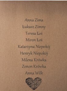 Plan stołów rustykalny serce rozpiska gości eko AW-PS011