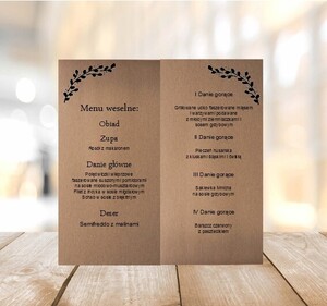 Menu weselne rustykalne ekologiczne wianek AW-MW011