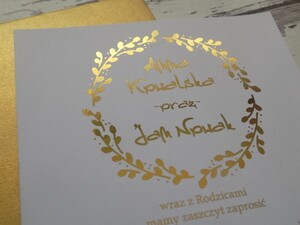 Zaproszenia ślubne złocone Złoty Wianek