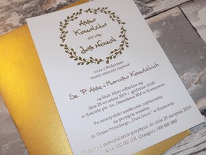 Zaproszenia ślubne złocone Złoty Wianek