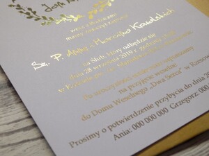 Zaproszenia ślubne złocone Złoty Wianek