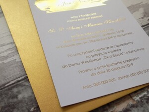 Zaproszenia ślubne złocone Złota Chmurka