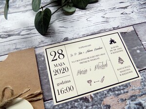 Zaproszenia ślubne rustykalne Minimalistyczne