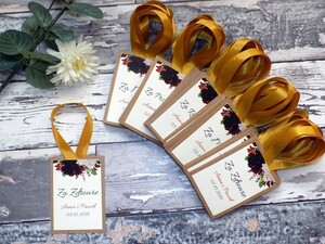 Zawieszki na alkohol weselny kremowe dalie borda marsala AW-ZE09