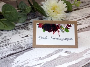 Winietki ślubne ekologiczne Bordowa Dalia Marsala