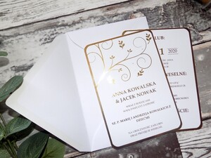 Zaproszenia ślubne glam Złote Listki
