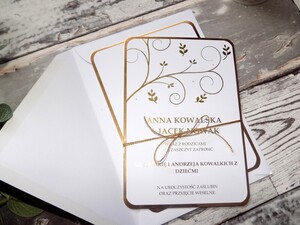 Zaproszenia ślubne glam Złote Listki