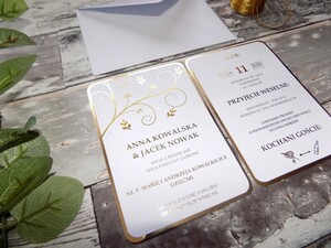 Zaproszenia ślubne glam Złote Listki