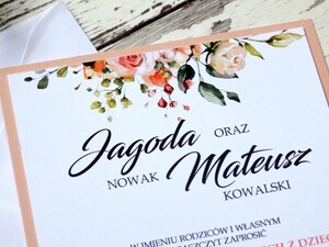 Zaproszenia ślubne jednokartkowe Brzoskwiniowe Kwiaty